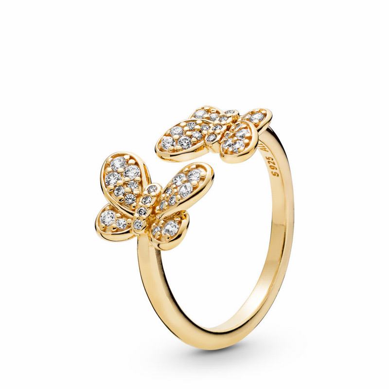 Pandora Shine™ Dazzling Butterflies Statement Ring - 18ct Gold Plated/Cubic Zirconia - Canada | WB11